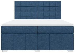 Cama com molas/colchão 200x200 cm tecido azul