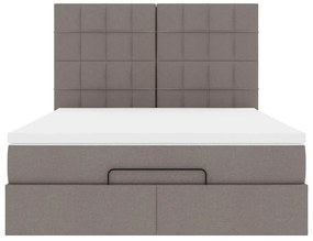 Estrutura de cama otomana com colchão tecido cinzento 140x200cm
