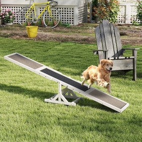 Baloiço de agilidade para cães 179 x 30 x 55 cm, com rampa antiderrapante para animais de estimação, para uso interno e externo, Cinzento