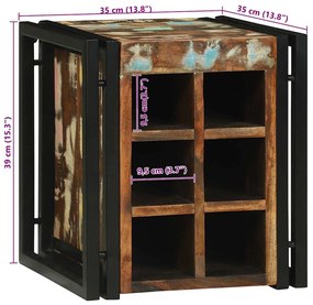 Apoio para Vinho 34.5x35x39 cm Madeira Recuperada Sólida