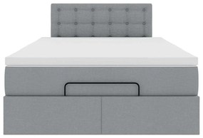 Cama otomana com colchão 120x190 cm tecido cinzento claro