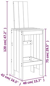 7 pcs conjunto de bar para jardim pinho maciço cinzento