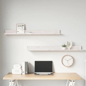 Prateleiras de parede 2 pcs 110x11x9 cm pinho maciço branco