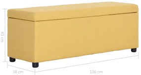 Banco c/ compartimento de arrumação 116 cm poliéster amarelo
