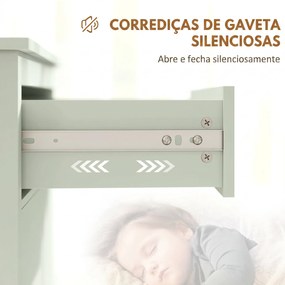 Aparador com Gaveta e Armário de 2 Níveis com Prateleira Ajustável Base Elevada e Amplo Tampo 80x40x90 cm Verde Claro
