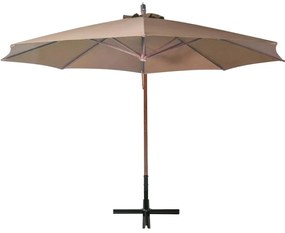 Guarda-sol de jardim suspenso c/ poste abeto cinza-acastanhado
