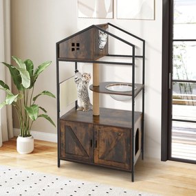 Árvore para gatos de madeira maciça com poleiro e arranhadores de juta natural - branca