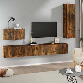 vidaXL Conjunto móveis de TV 4 pcs madeira processada carvalho fumado