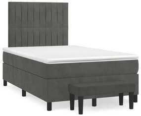 vidaXL Cama boxspring com colchão 120x190 cm veludo cinzento-escuro