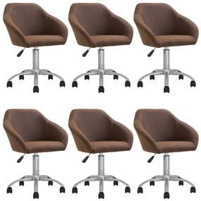 vidaXL Cadeiras de jantar giratórias 6 pcs tecido castanho