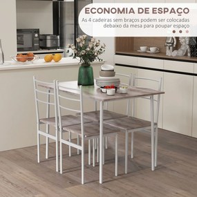 HOMCOM Conjunto de Refeição 5 Peças Conjunto de Mesa e 4 Cadeiras para