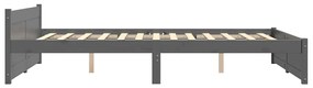 Estrutura de cama casal 135x190 cm madeira maciça cinzento