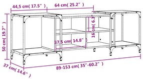 Móvel de TV 153x37x50 cm derivados de madeira cinzento sonoma