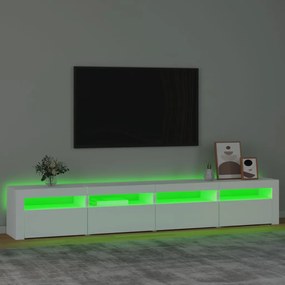 Móvel de TV com luzes LED 240x35x40 cm branco