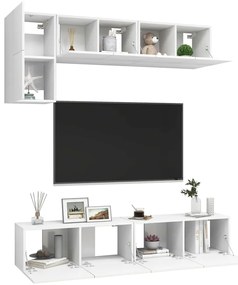 5 pcs conjunto de móveis de TV derivados de madeira branco