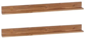 vidaXL Prateleiras parede 2 pcs 120x10x10 cm madeira de teca maciça