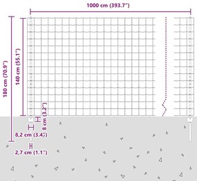 Cerca Euro com 10 Postes U Prateado 1,4x10 m Aço