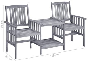 Cadeiras de jardim c/ mesa de centro e almofadões acácia maciça