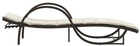 Espreguiçadeiras com mesa 2 pcs vime PE castanho