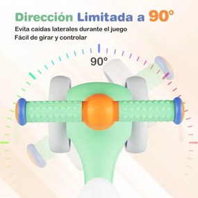 Bicicleta de equilíbrio para crianças com 4 rodas, montagem rápida, assento ajustável 1-3 anos, Verde