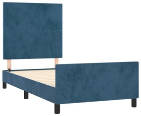 Estrutura de cama sem colchão 100x200 cm veludo azul-escuro