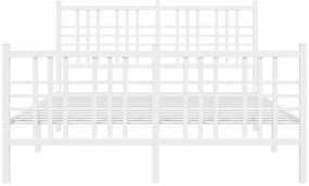 Estrutura de cama com cabeceira e pés 140x200 cm metal branco