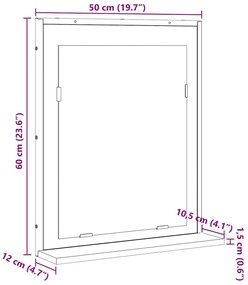 Espelho de Banheiro vidaXL com Prateleira Carvalho Sonoma 50x12x60 cm