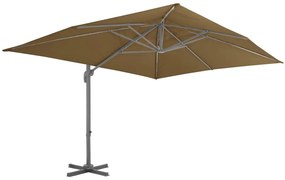 Guarda-sol de jardim com base portátil cinzento-acastanhado
