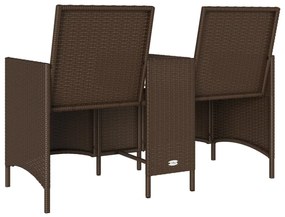 Sofá de jardim c/ mesa e almofadões 2 lugares vime PE castanho