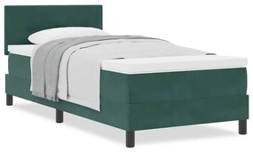 Cama Box com Colchão vidaXL Verde Escuro 100x200 cm Veludo