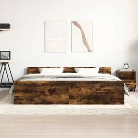 Estrutura cama c/ cabeceira/apoio pés 160x200cm carvalho fumado