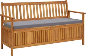 vidaXL Banco de arrumação p/ jardim com almofadão 148 cm acácia maciça