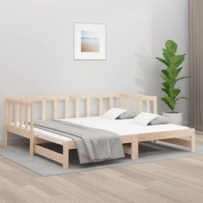 Estrutura sofá-cama de puxar 2x(90x190) cm pinho maciço