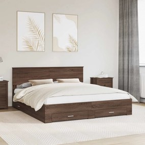 vidaXL Estrutura da Cama Carvalho Marrom e Prata 180 x 200 cm