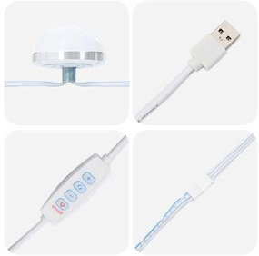 Conjunto de Pia de Maquiagem de 2 Peças com LED em Madeira de Carvalho