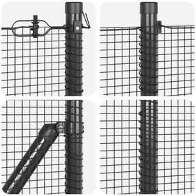 Cerca de Arame Soldado com 7 Postes Flangados Cinza 0.8x10 m Aço