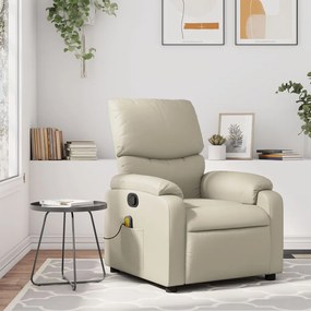 vidaXL Poltrona de massagens reclinável couro artificial cor creme