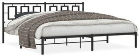 Estrutura de cama com cabeceira 200x200 cm metal preto