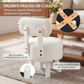Conjunto de 2 pufes com encosto em madeira de borracha e espuma espessa, com capacidade para 150 kg, 32,5 x 35 x 51 cm, para sala de estar ou hall de