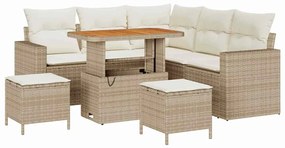 Conjunto de Sofás de Jardim com 8 Peças e Almofadas Bege em Rattan Sin
