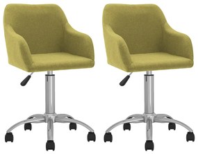 vidaXL Cadeiras de jantar giratórias 2 pcs tecido verde
