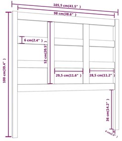 Cabeceira de cama 105,5x4x100 cm pinho maciço castanho mel