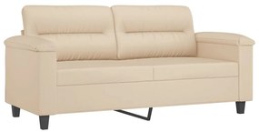 2 pcs conj. sofás c/ almofadões tecido de microfibra cor creme