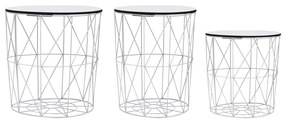 vidaXL Mesas de centro 3 pcs branco