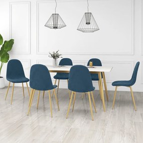 vidaXL Cadeiras de jantar 6 pcs veludo azul