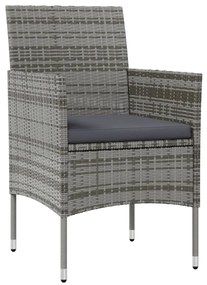 16 pcs conjunto lounge de jardim c/ almofadões vime PE cinzento