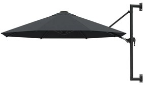 vidaXL Guarda-sol de parede com mastro de metal 300 cm antracite