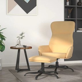 vidaXL Cadeira de descanso c/ banco tecido de microfibra cor creme