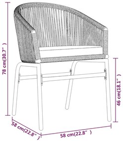 3 pcs conjunto de jantar para jardim cinzento