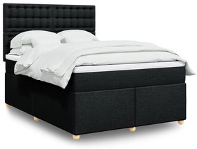 Cama com molas/colchão 160x200 cm tecido preto